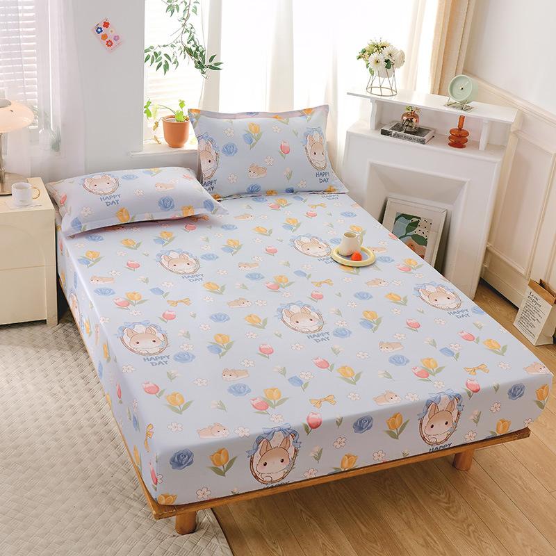 New Pure Cotton Single Bed Sheet Cartoon Small Fresh All Cotton Bed Sheet Single Double Mattress Protective Cover
