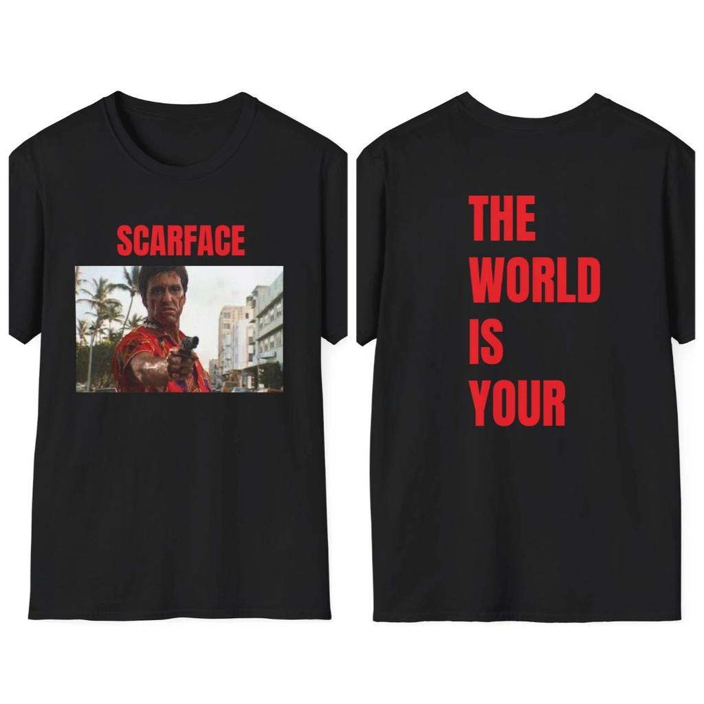 VINTAGE SCARFACE Print National Fashion Loose Small Neckline Casual Short Sleeve Tshirt High Quality Luxury Brand Summer Tops