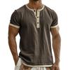 Men's Breathable Solid Color Pleated T-shirt Men's Casual Contrast Color Short Sleeve T-shirt