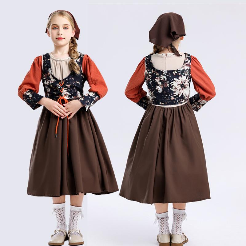 Halloween new European medieval retro Victorian little boy and girl stage performance costumes