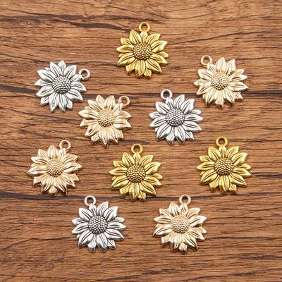 Sunflower Pendant: 4 Colors, 19x22mm Fresh Flower Jewelry & Clothing Accessory