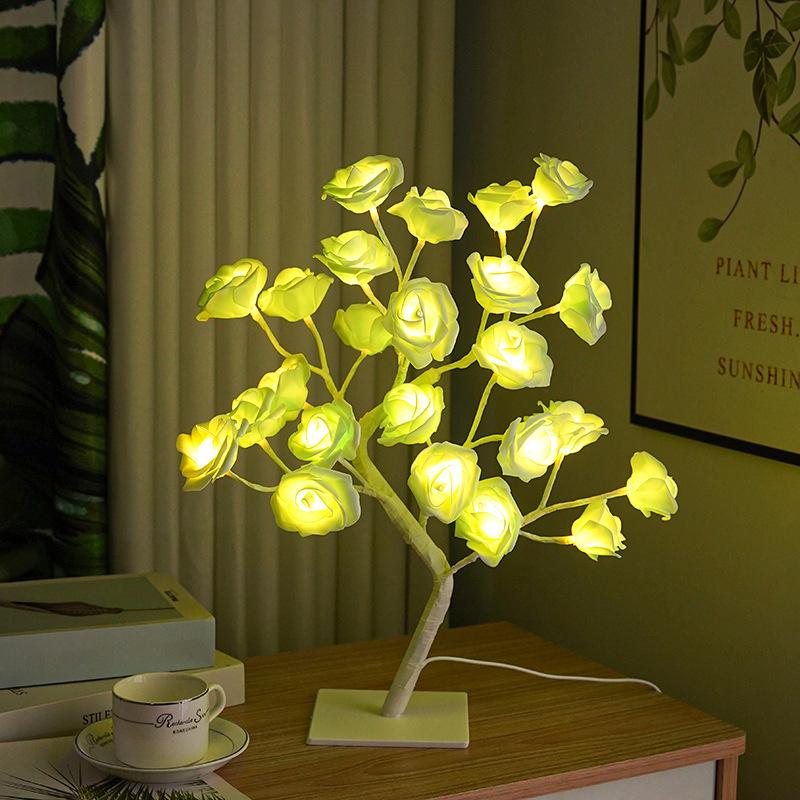 Table Lamp Lights Rose Flower Tree Usb Night Lights Home Decoration Parties Xmas Christmas Wedding Bedroom Decor Rose Lamp