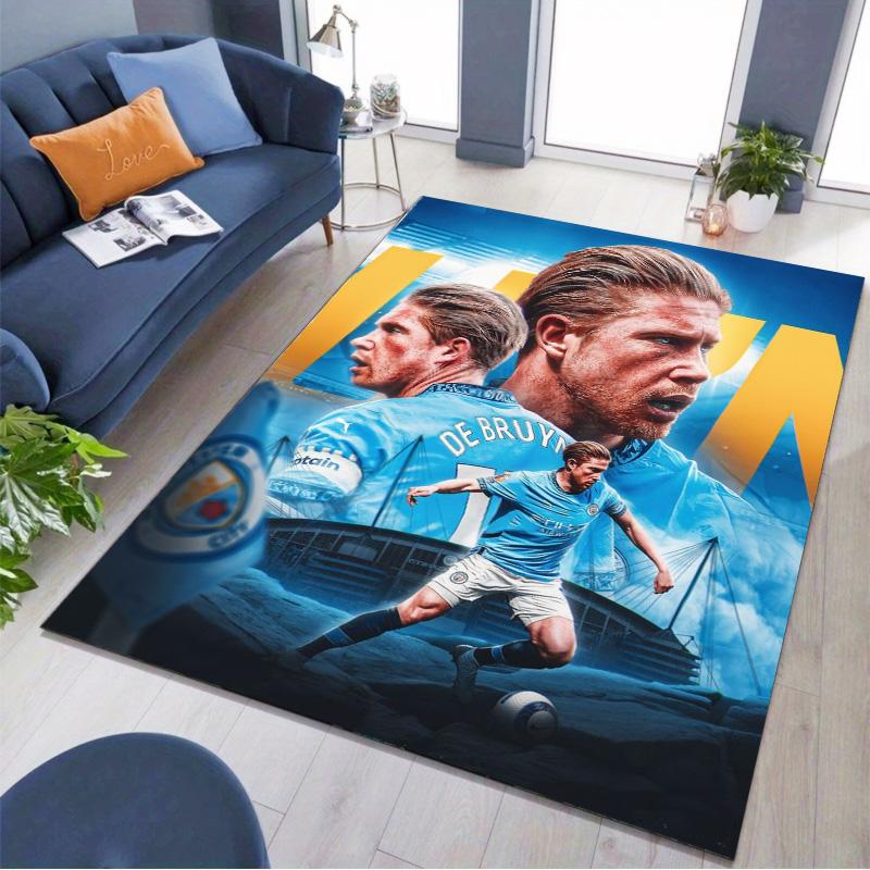 De Bruyne Football Star Player Art Collage Print Area Rug Non‑Slip Rectangular Floor Mat Soccer Fan Decor Rug for Gaming Room Bedroom Living Room