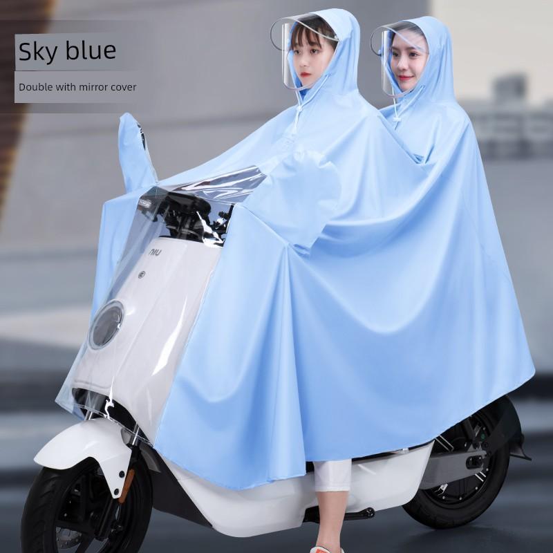 Fashionable Electric Scooter Raincoat, New Long Version for Single or Double Riders, Full-Body Storm-Proof Riding Poncho