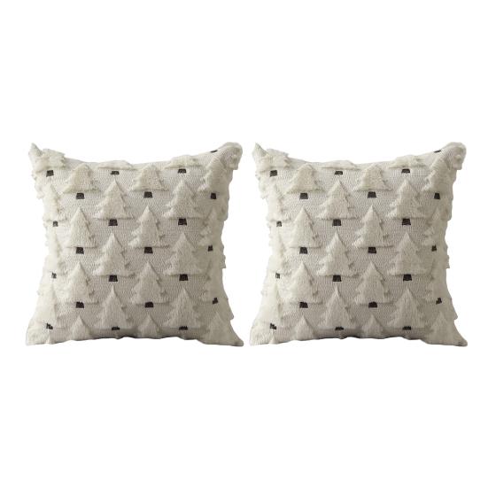 2 ks Povlaky na polštáře s vánočním stromkem, Měkké plyšové povlaky na vánoční polštáře, Pohovka, Postel, Pratelné, Dekorativní povlaky na polštáře