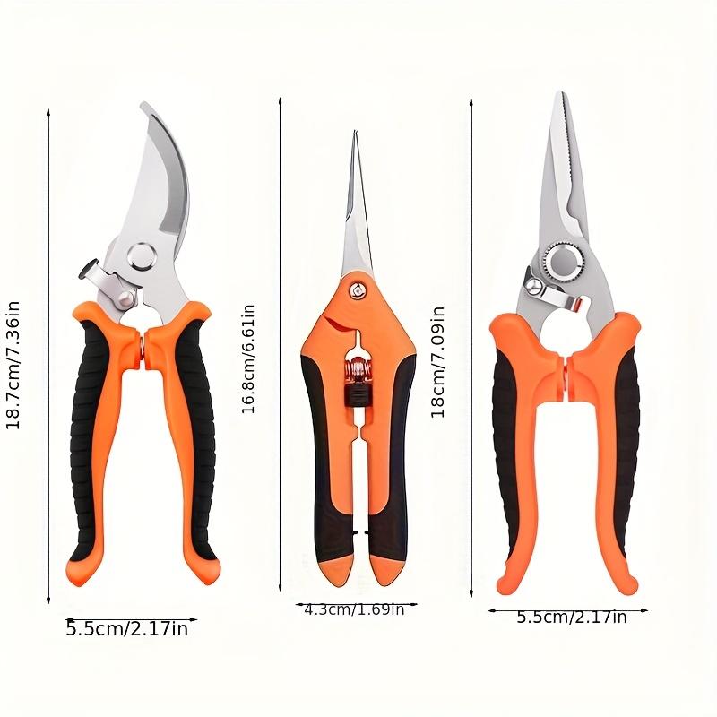 3Pcs Garden Pruning Shears Safe Lock Garden Scissors Set Handheld Clippers for Harvesting Picking Indoor Outdoor Greenhouse
