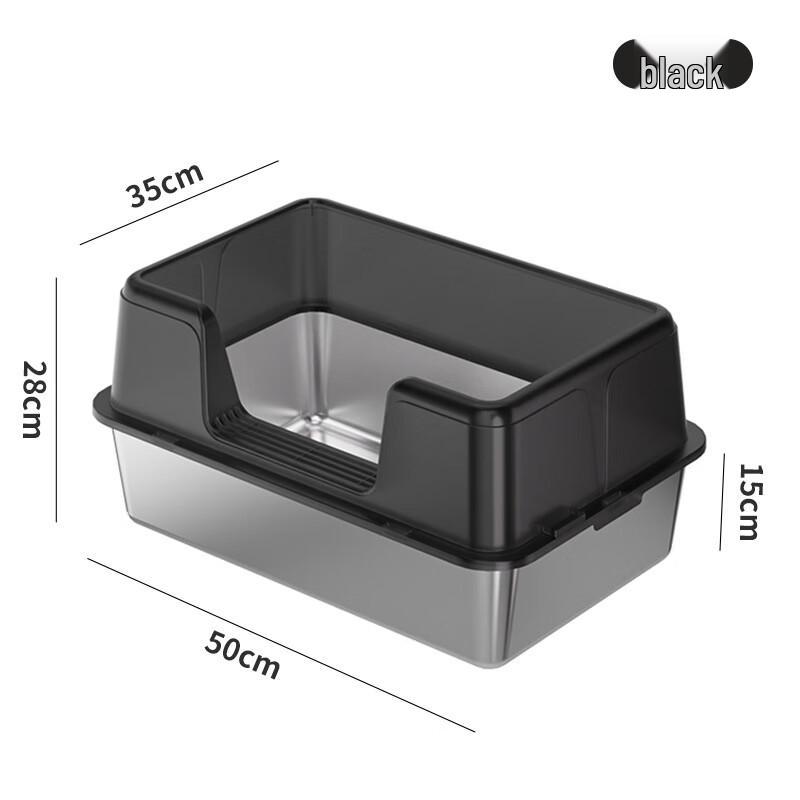 Oujie Wang Кошачий лоток из нержавеющей стали с высокими бортиками