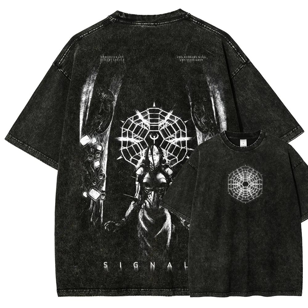 

Hot Classic Survival Horror Game Signalis Graphic Print TShirt Unisex Women Retro Washed Cotton Loose Oversized Top Summer New Tee M