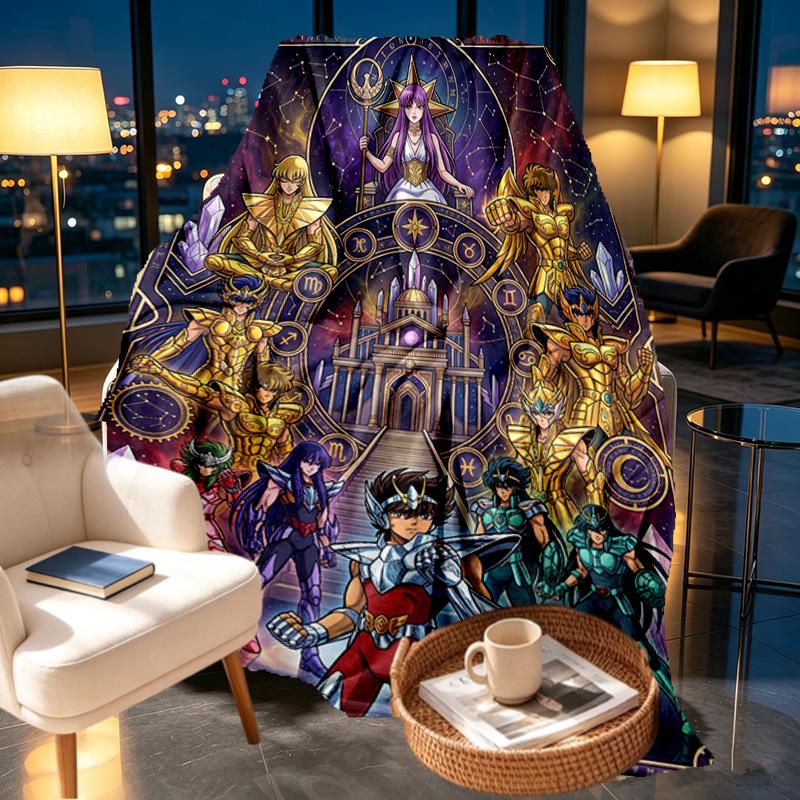 Saint Seiya Print Blanket - Soft & Comfortable, for Bedroom, Travel, Sofa, Home Decoration - Birthday Christmas Gift for Friend