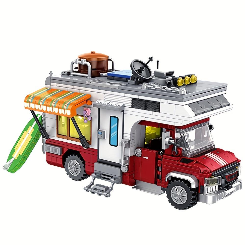 Detachable Camper Block Set LED Lights Stackable Toys with Outdoor Cookware Block Puzzle Toys with Lights Children's Gifts