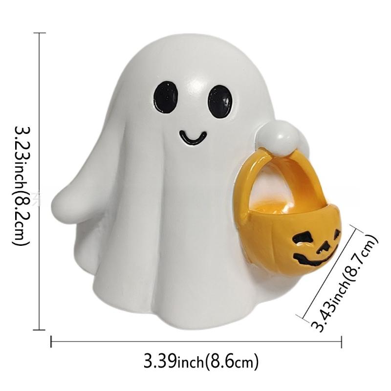 Cute Ghost Figurine - New Halloween Decoration, Creative Home Decor, Convenient Resin Craft for Desktop Display Interesting