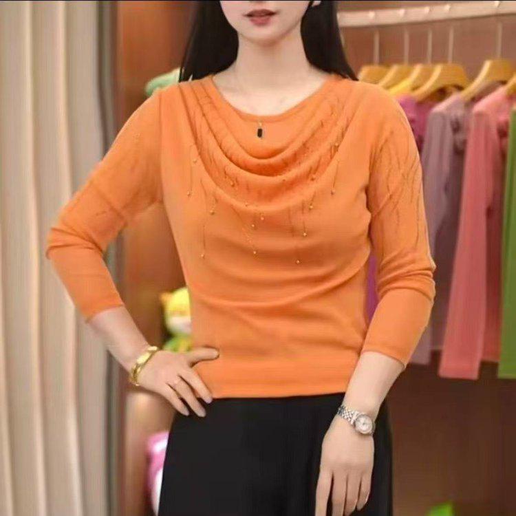 

Women s 2026 New Early Spring Long Sleeve Lace Top - High-End, Stylish, Loose Base Layer Shirt 6XL for 160-170 Jin
