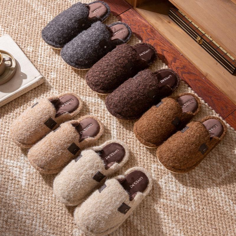 New Home Thermal and Fleece Home Slippers Thick-bottomed Plush Autumn and Winter Cotton Slippers, High-end Non-slip Winter Outer Wear