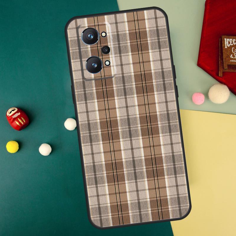 Brown Plaid For Realme GT7 Pro 15 13 10 11 12 14 Pro Plus C55 C71 C75 C67 C63 C61 C53 C35 C65 GT6 Case
