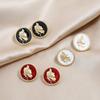 Hong Kong Style Retro Temperament Portrait Earrings 111 Silver Needle Design Sense Geometric Stud Earrings Sweet and Cool Style Earrings