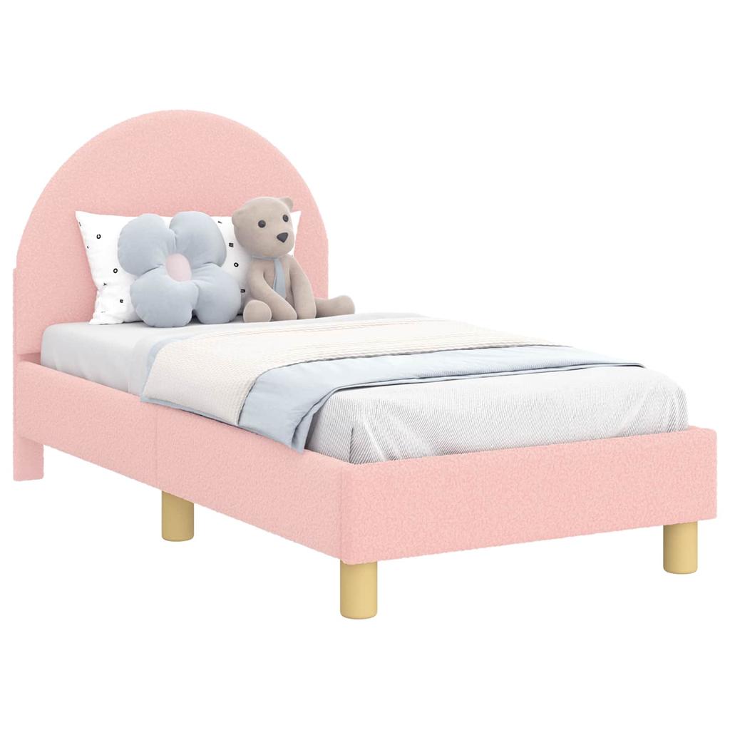 Kids Bed Frame with Headboard Pink 70 x 140 cm Boucle