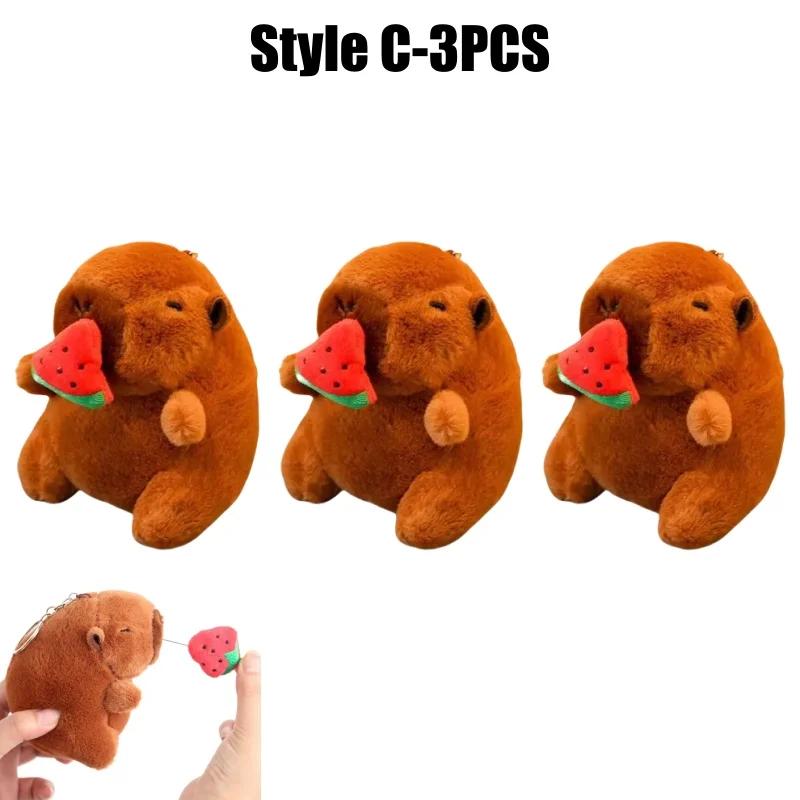 Cute Stuffed Animals Plush Capybara Keychain 12cm Cartoon Simulation Capybara Pendant Snot-Pulling Cute School Bag Pendant