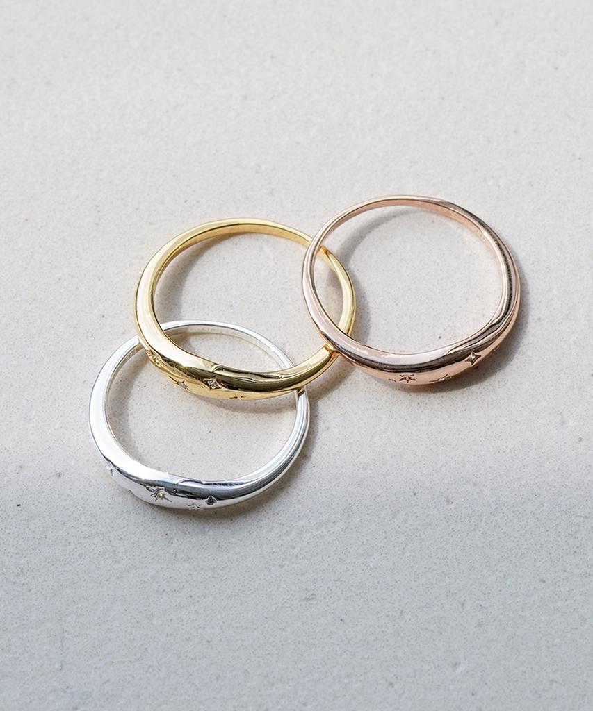 Alleun Silver 925 Cubic Star Silver Rings Couple Layered (Type A)