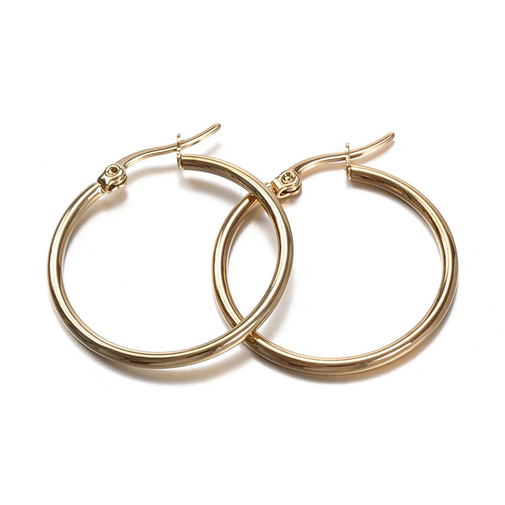 10pcs Black Open Earrings Circle Stainless Steel Earring Hooks 15-40mm Loop Base Ear Ring for Jewelry Making Components DIY