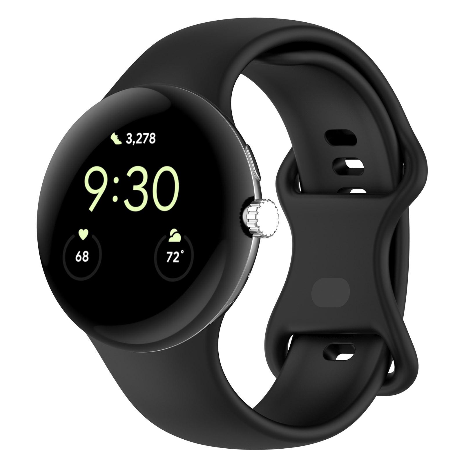 

For Google Pixel Watch 3 45mm Replacement Strap 8 Shape Silicone Watch Band with Color Buckle,Size L Red
