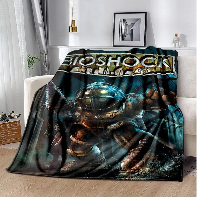 D Retro BioShock Game Blanket Soft Throw for Home Bedroom Sofa Travel Office Kids Cozy Rest Cover