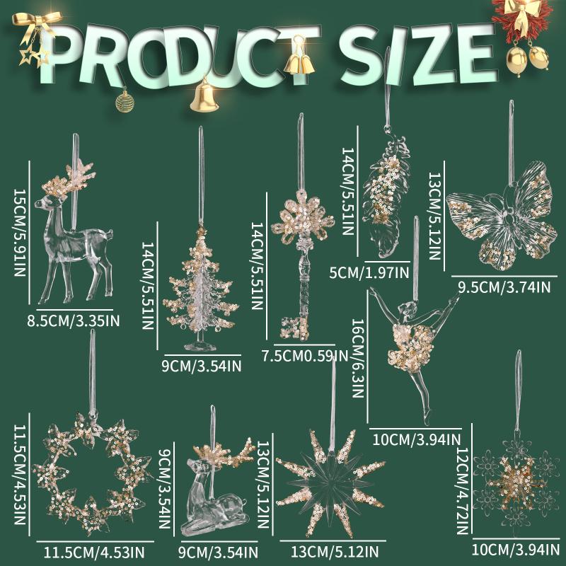 1Pcs Christmas Tree Scene Decoration Christmas Practical Sequin Acrylic Solid Color Pendant Transparent Snowflake Pendant