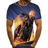 2023 Summer New Cross-border New, Men's and Women's Trend Casual, Ghost Rider Digital Printing 3D Short-sleeved T-shirt