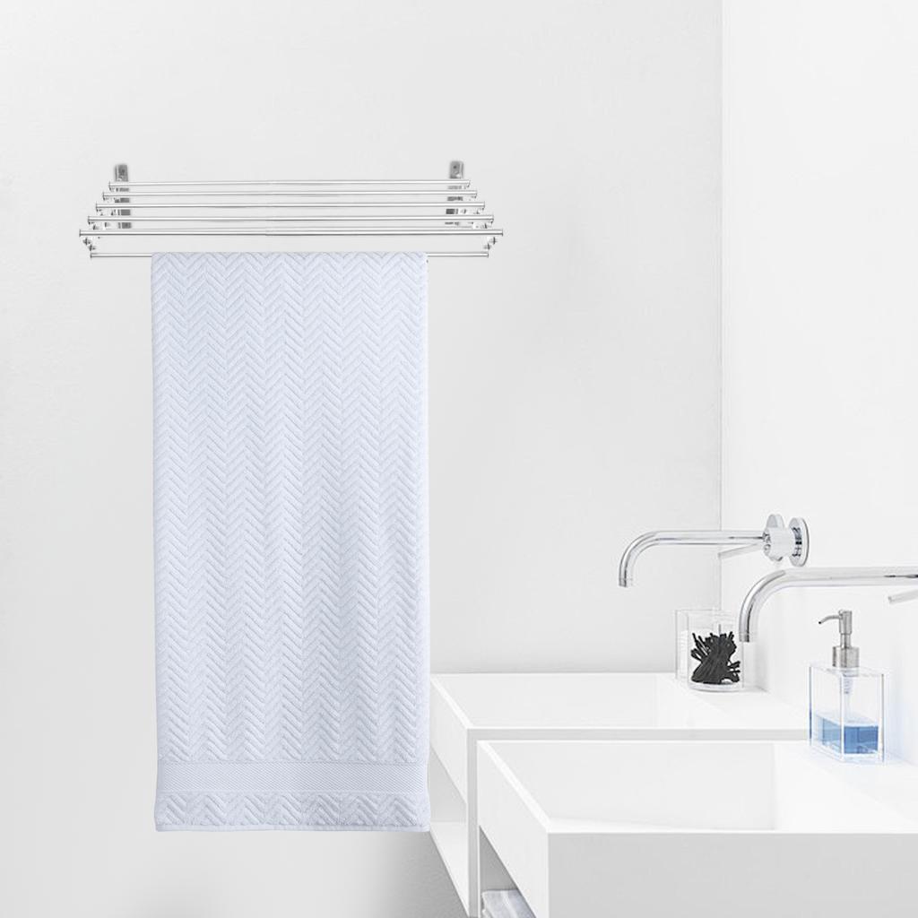 Wall Mounted Retractable Towel Rack Adjustable Length 42-80cm Stainless Steel Drying Rack for Bathroom Clothes Hanging