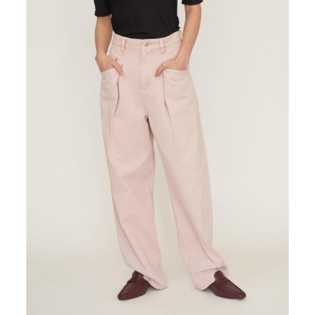 Lily Brown High Waist Tuck Denim Pants Pink
