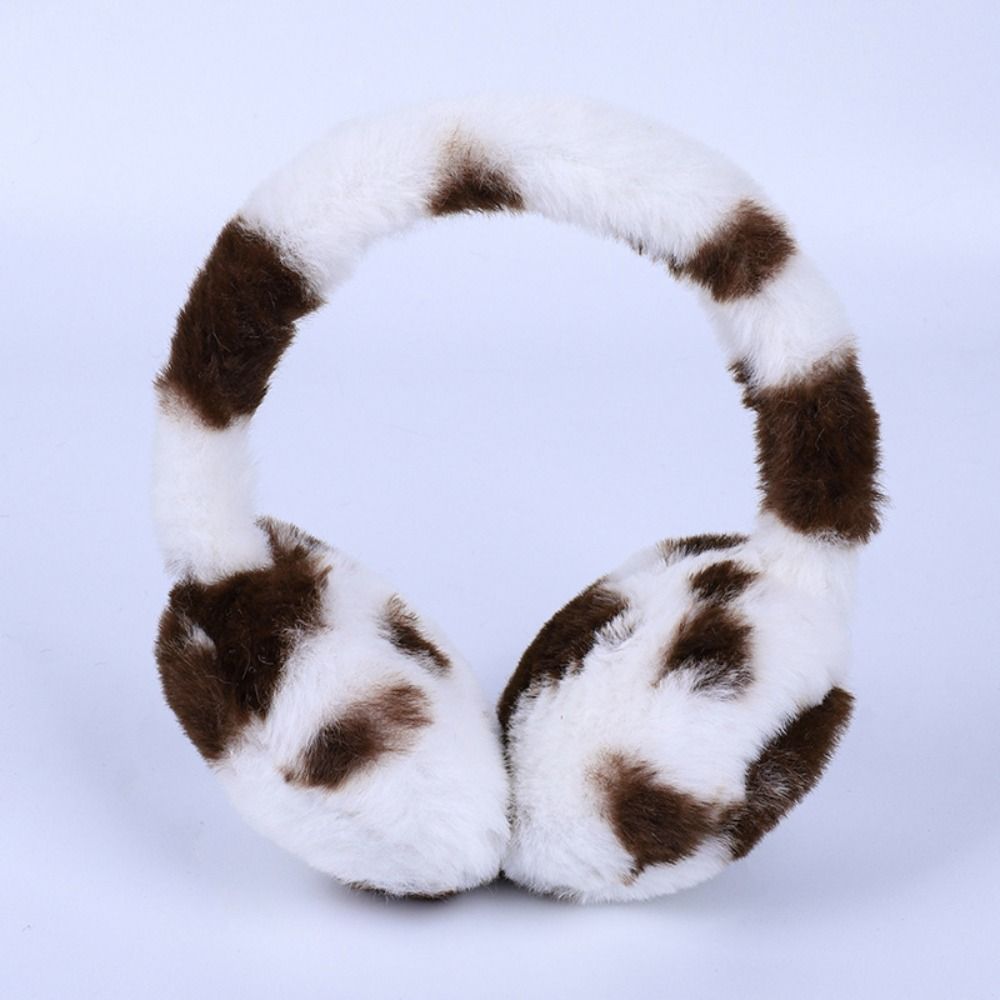 Cow Print Plush Earmuffs Retractable Children's Christmas Gifts Kids Ear Warmers  for Boys Girls
