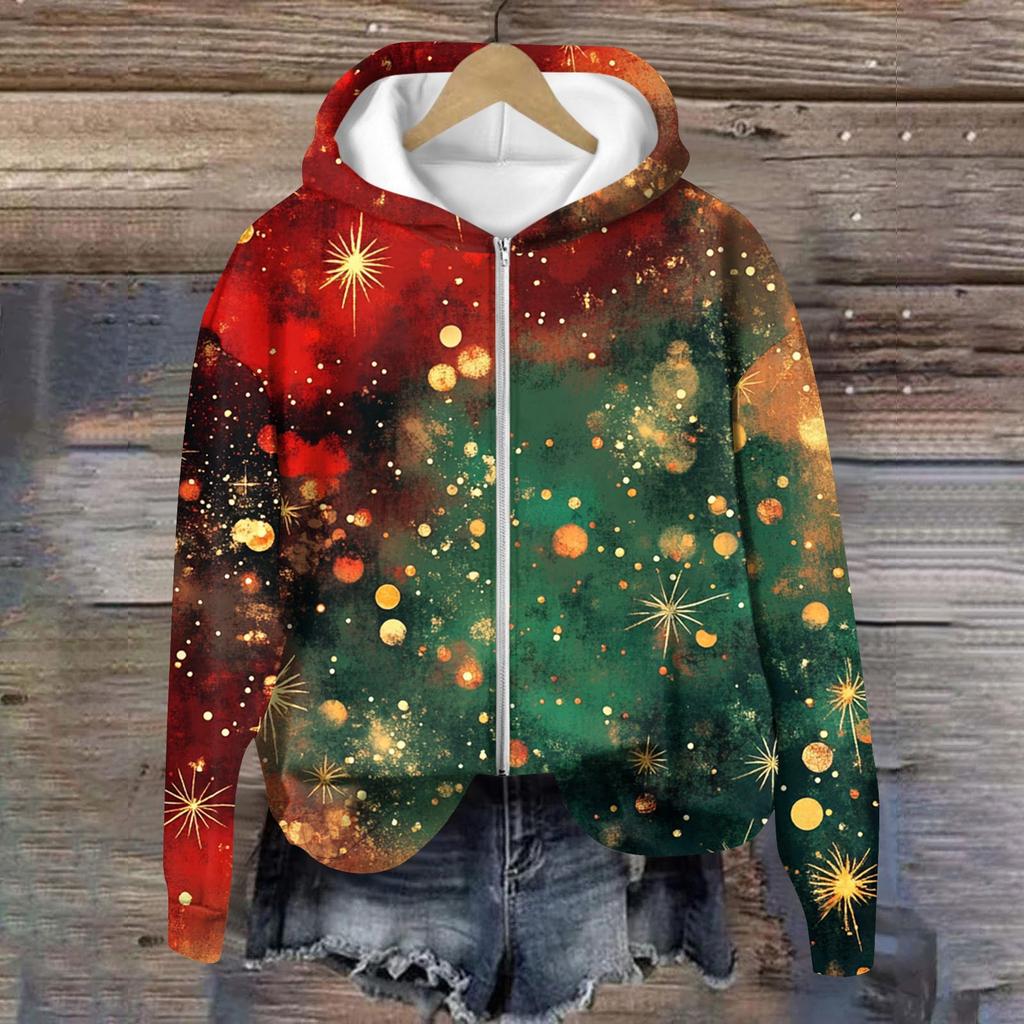 Jackets For Women Long Sleeve  Zip Up  Print Outerwear Casual Jackets