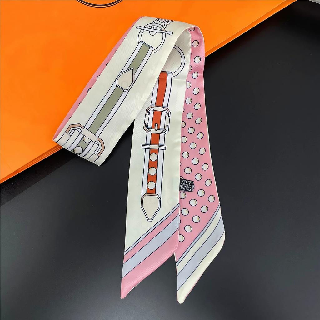 Multi-purpose Small Scarf Buckled Printing Skinny Bag Scarf Brand Silk Foulard Women Ribbon Scarves For Ladies