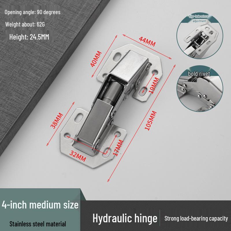 Stainless Steel Soft Close Frog Hinge, 3-4 Inch Thickened Bridge Type, No Slotting, for Cabinet Doors and Mahjong Tables