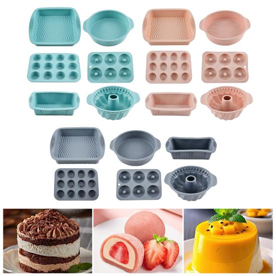6Pcs Silicone Baking Mold Set for Oven Air Fryer Square Donut Muffin Toast Bread Mold Non-Stick Easy-Release Essential Home Baking Kit