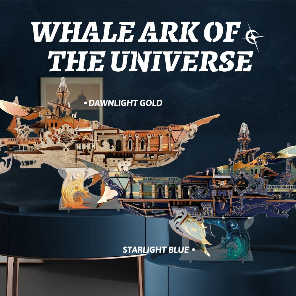 Puzzle 3D in Legno Fai da Te Balena Arca dell'Universo Astronavicella Puzzle a Incastro Assemblaggio Kit di Modelli in Miniatura Giocattoli Per Amici Regali