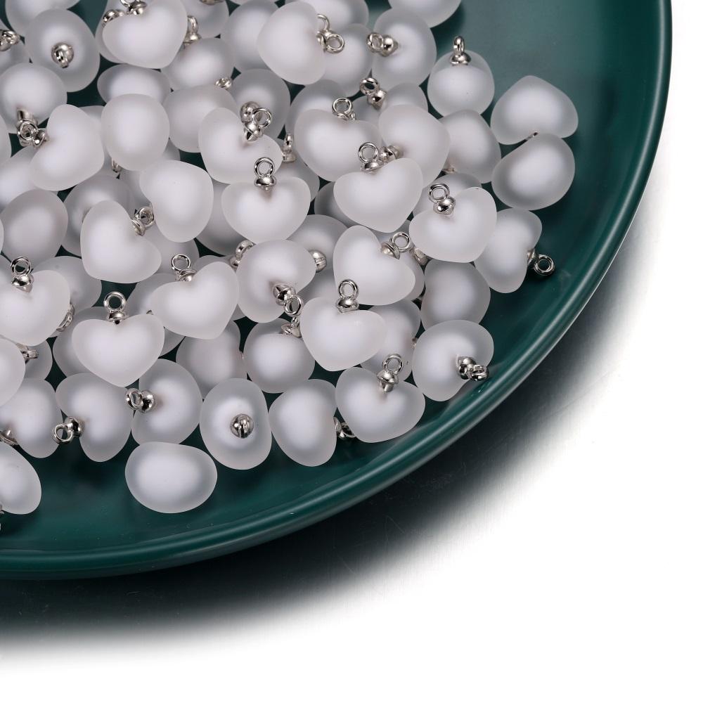 10pcs/lot Resin Frosted Multicolor Heart Charms For Handmade Bracelet Earrings Necklace Pendant DIY Jewelry Making Supplies