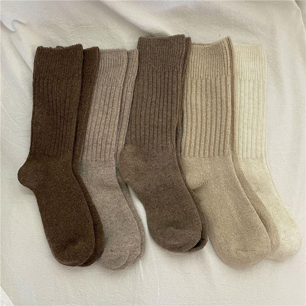 Solid Wool Cashmere Long Socks Casual Homewear Sleeping Socks  for Women & Men
