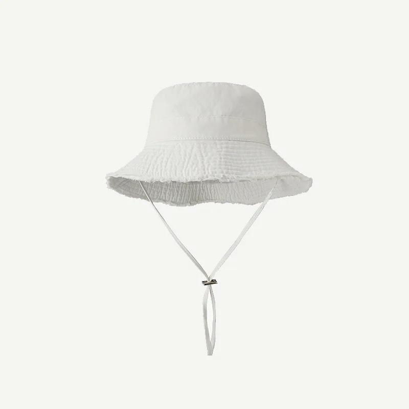 Japanese Style Raw Edge Bucket Hat Women Foldable Vintage Sun Hat UPF 50+ for Autumn Outdoor Travel Minimalist Breathable
