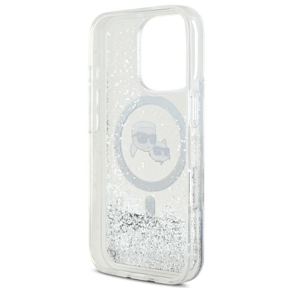 Karl Lagerfeld Klhmp16Llgkcsgh Iphone 16 Pro 6.3 Hardcase Transparent Liquid Glitter Karl&Choupette Head Magsafe