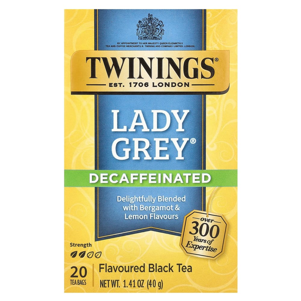 Twinings Flavored Black Tea Lady Grey Decaffeinated Tea Bags, 20 Count, 40g (1.41oz)