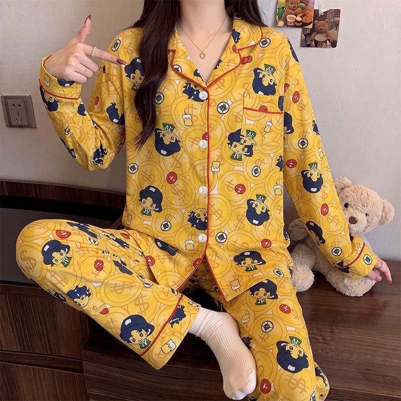 Autumn and winter new Christmas high-value imitation cotton pajamas women's loungewear long-sleeved trousers set can be worn outside