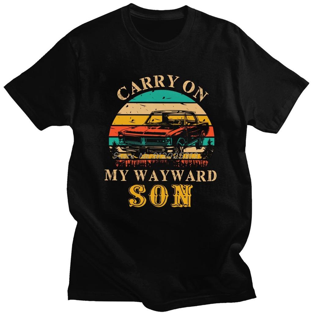 Retro Vintage Klassisches Auto Carry On My Wayward Son T-Shirts Herren TV Supernatural T-Shirts Baumwolle