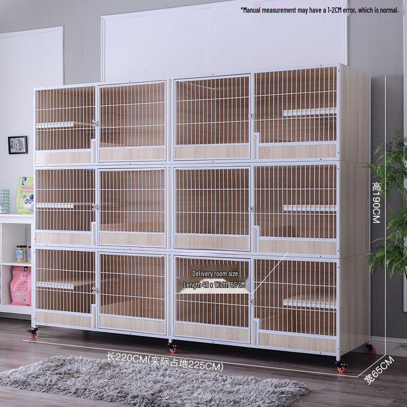 Three-Tier Solid Wood Cat Breeding & Boarding Cage with Birthing Room