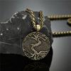 Viking Amulet Tree of Life Necklace Antique Norse Rune Pendant With Genuine Leather Rope Chain Jewelry Bijoux Gift