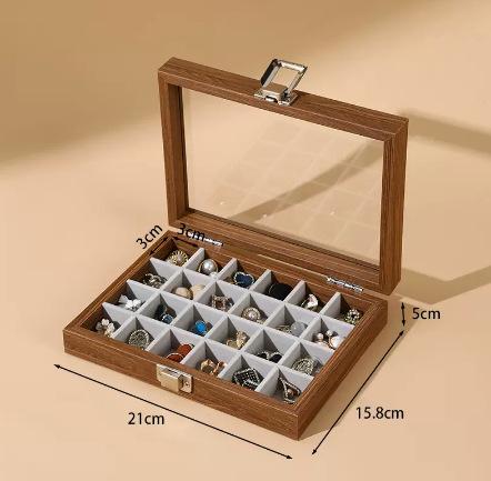 Black Walnut Grain Dust Resistant with Lid Jewelry Case Bracelet Ring Stud Earring Necklace Box Jewelry Storage Box