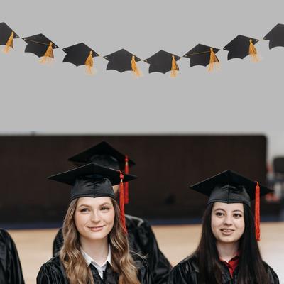 Graduation Cap Garland String Congrats Grad Party Decoration Hanging Hat Cutouts Banner Photo Prop Backdrop Graduation Decor