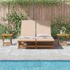 Sun Lounger with Cushions Beige Solid Acacia Wood