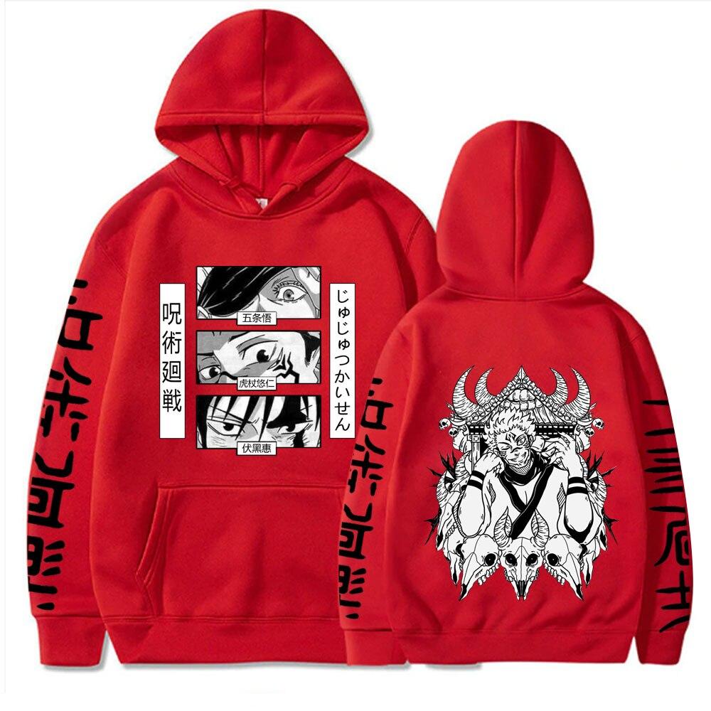 Anime Jujutsu Kaisen Hoodie Manga Eyes Graphic Hoodies Vintage Oversized Long Sleeves Soft Cotton Men Women Clothes