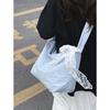 Forest Style Pleated Drawstring Shoulder Strap Dumpling Bag Solid Color Simple and Lazy Style Commuting Art Korean Versi Singl