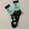 1 Pair Alien UFO Pattern Trendy Socks Asymmetric Style Socks for Men Women Funny Cartoon Cat Unisex Breathable Cotton Socks